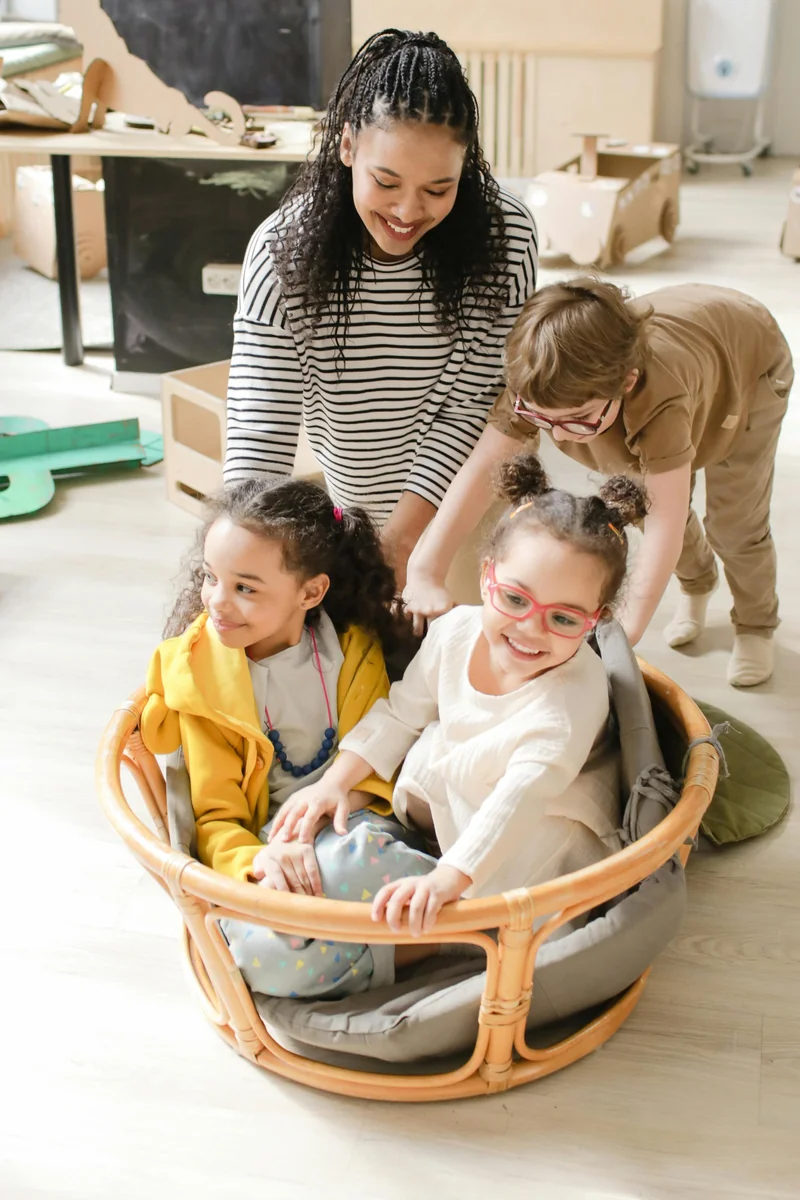 Nanny caring for children